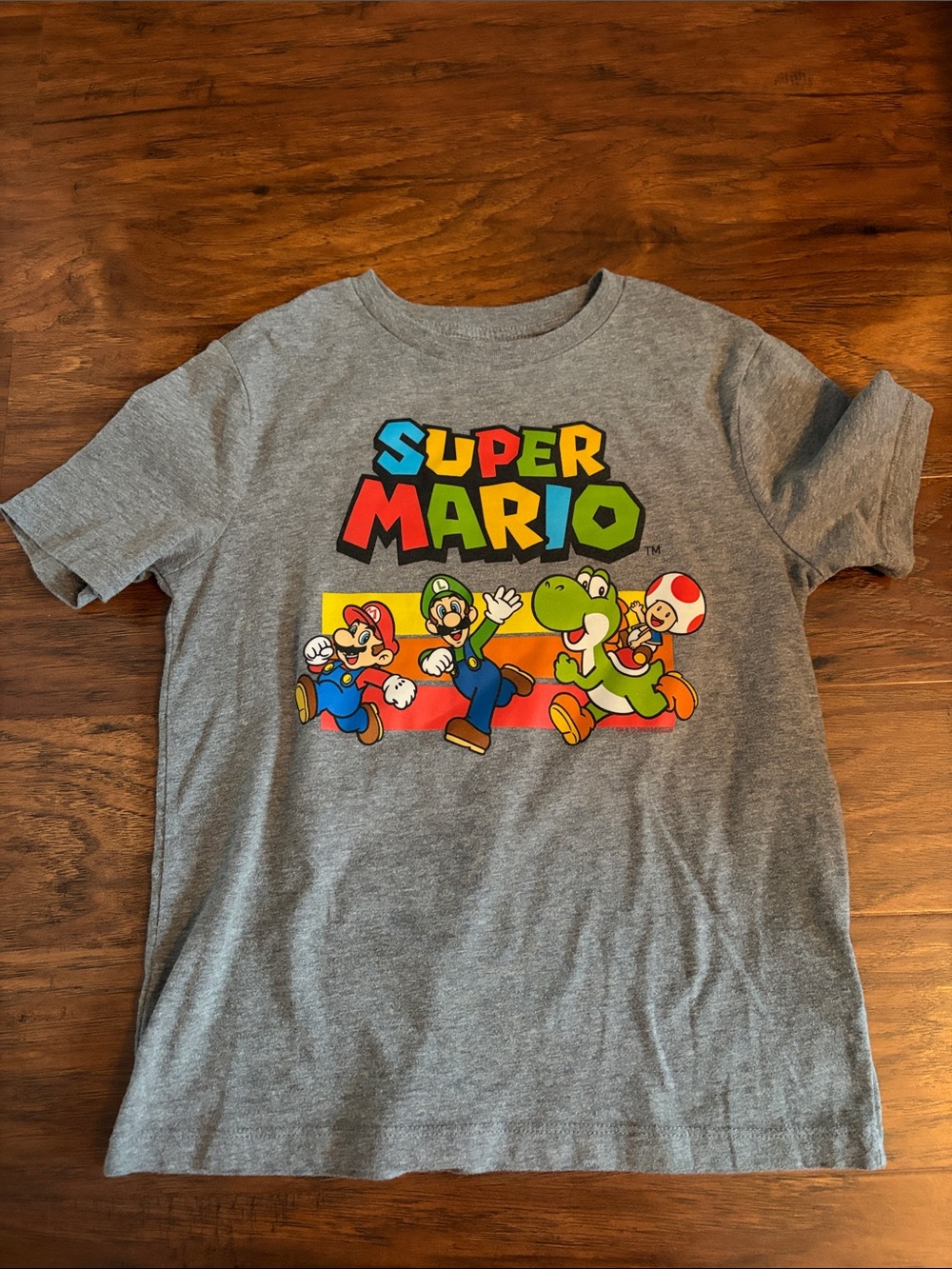 Nintendo Super Mario Tee - Gray with Multicolor Print Youth M